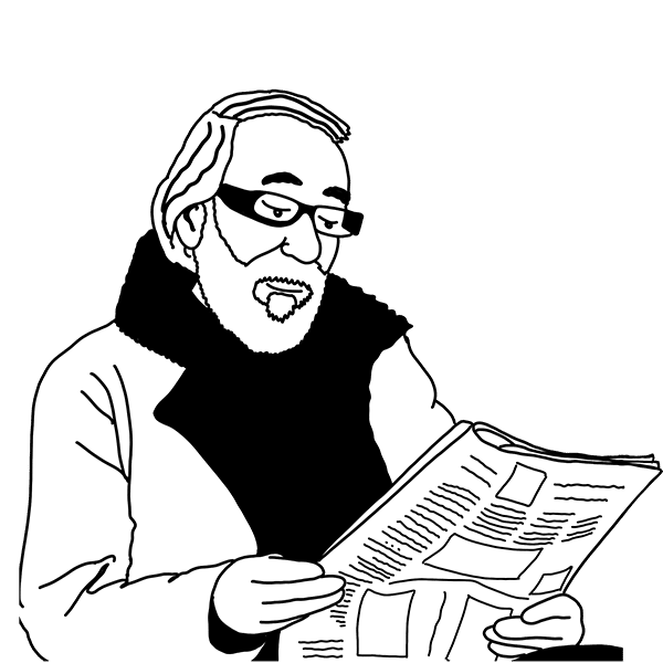 Layer_4 drawing of a man reading a newspaper